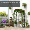 23.25" W x 80" H Metal Garden Arbor Archway for 2 People with Relaxing Bench & Delicate Scrollwork for Weddings & Various Climbing Plant