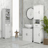 Modern Bathroom Cabinet, Narrow Storage Cabinet with 3 Open Shelves, Drawer, Recessed Door and Adjustable Shelf, White