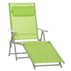 Folding Chaise Lounge Chair, Outdoor Recliner Furniture with Portable Design & 7 Adjustable Backrest Positions for Patio, Beach, Green