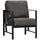 Industrial Accent Chairs with Cushioned Seat and Back, Upholstered Faux Leather Armchair, Living Room Chair with Arms and Steel Legs, Grey