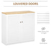 Storage Cabinet Kitchen Sideboard with Louvered Doors, Freestanding Floor Cabinet for Living Room, Hallway, White