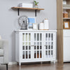 Modern Kitchen Sideboard, Buffet Cabinet with 2 Storage Cupboard, Glass Doors, Round Legs for Living Room, Bedroom, White