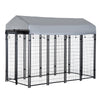 8' x 4' x 6' Large Dog Kennel Outdoor Steel Fence with UV-Resistant Oxford Cloth Roof & Secure Lock