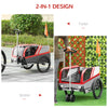 Dog Bike Trailer 2-in-1 Travel Dog Stroller, Small Pet Bicycle Cart Carrier with Universal Coupler, Safety Leash, and Easy Fold Design, Red