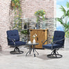 3 Pieces Outdoor Swivel Bistro Set, 2 Rocker Chairs and 1 Round Tempered Glass Table with Cushion, Porch and Garden Furniture, Blue