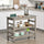 Kitchen Cart Rolling Kitchen Island Cart Modern Kitchen Utility Cart with Stainless Steel Tabletop, and Storage Wine Rack