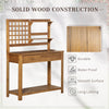 Potting Bench Table, Garden Work Bench, Outdoor Wooden Workstation with Tiers of Shelves and Drawer for Patio, Courtyards, Balcony, Brown