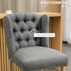 Counter Height Bar Stools Set of 2, Upholstered 26.75" Seat Height Barstools, Breakfast Chairs with Nailhead-Trim, Tufted Back and Wood Legs, Light Grey