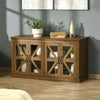 Rustic Kitchen Sideboard, Glass Door Buffet Cabinet, TV Stand with Adjustable Shelf for Dining Room, Natural