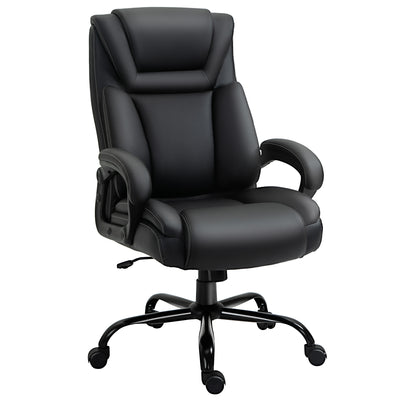 Big and Tall 400lbs Executive Office Chair with Wide Seat, Computer Desk Chair with High Back PU Leather Ergonomic Upholstery, Black