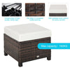 20" Outdoor Ottoman, PE Plastic Rattan Wicker, Fade-Resistant Patio Footrest with Soft Cushion, Steel Frame, Mixed Brown