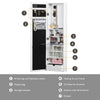 Jewelry Armoire with Mirror and 18 LED Lights  Wall-Mounted/Over-The-Door Cabinet with 3 Mountable Heights  White