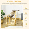 25.5" Cat Tree Kitty Activity Center Pinewood Cat Climbing Toy Indoor Outdoor Pet Furniture Perch Hanging Toy Ladder Cushion Natural