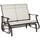 47" Outdoor Double Glider Bench, Patio Glider Armchair for Backyard with Mesh Seat and Backrest, Steel Frame, Cream White