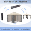 10' x 10' Pop Up Canopy with Netting, Foldable Tents for Parties, Height Adjustable, with Wheeled Carry Bag and 4 Sand Bags for Outdoor, Garden, Patio, Beige
