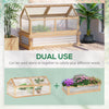 Raised Garden Bed with Greenhouse Top, Garden Wooden Cold Frame Greenhouse Flower Planter Protection, 48"x24"x32.25", Natural