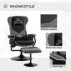 Recliner Chair with Ottoman, Velvet Upholstered Video Gaming Chair, Racing Styled Swivel Recliner with Footrest and Lumbar Support, Grey/Black