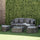 Outdoor Round Daybed 4 Pieces Wicker Outdoor Rattan Sofa with Canopy, Cushions, Pillows Patio Bed Sets for Lawn, Garden, Poolside, Grey