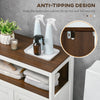 Modern Bathroom Storage Cabinet, Free Standing Bathroom Cabinet, Open Compartment and Cupboard with Adjustable Shelf, White and Walnut