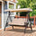 Outdoor Patio 3-Person Steel Canopy Cushioned Seat Bench Swing with Included Side Trays & Padded Comfort, Beige