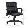 Leather Office Chair, Mid Back Desk Chair with 2 Point Vibration, USB Charge and Gas lift, Sturdy Base, Massage Office Chair, Black