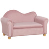 Ergonomic Foam Kids Sofa with Inner Toy Storage Chest, Velvet Kids Couch with Soft Arms, Children's Lounge Furniture, Pink