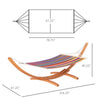 13 FT Outdoor Hammock with Stand, Single Bed,  Arch Wooden Hammock with Straps and Hooks, Multi-color Stripe