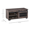 Farmhouse Coffee Table with Sliding Mesh Barn Door, Storage Cabinet, and Adjustable Shelves for Living Room, Dark Brown
