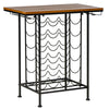 24-Bottle Industrial Modern Wine Rack Table, Freestanding 6 Tier Wine Bottle Organizer with Glass Stemware Holder, Natural/Black