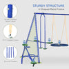 5 In 1 Metal Swing Set for Kids Outdoor, Heavy Duty Frame with Double Swings, Slide, Seesaw, Glider, for Backyard Playground