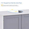 Under-Sink Bathroom Cabinet, Storage Unit with U-Shape Cut-out and Adjustable Internal Shelf, White and Grey