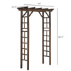 7' Wood Steel Outdoor Garden Arched Trellis Arbor with Natural Fir Wood & Side Panel for Climbing Vines, Carbonized Color