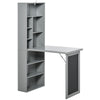 Fold Down Desk Convertible Folding Desk With Blackboard And Side Shelf Multi-Function Computer Office Workstation Grey