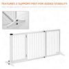 Adjustable Wooden Pet Gate Freestanding Dog Barrier Fence Doorway 3 Panels Safety Gate w/ Lockable Door, White 44.5"-65.25"x14.25"x28"