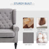 Fabric Tufted Club Accent Chair with Removable Cushion Wooden Legs - Grey