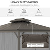10x12 Hardtop Gazebo with Aluminum Frame, Permanent Metal Roof Gazebo Canopy w/ Curtains & Netting for Garden, Patio, Backyard, Grey
