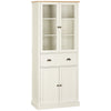 Freestanding Kitchen Pantry, 5-tier Storage Cabinet with Adjustable Shelves and Drawer for Living Room, Dining Room, White
