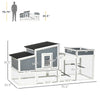 76" Wooden Chicken Coop, Outdoor Hen House Poultry Cage with Plant Box, Openable Roof, Outdoor Run, Nesting Box, Removable Tray, Grey