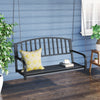 2 Person Front Hanging Porch Swing Bench, Outdoor Steel Swing Chair with Sturdy Chains, for Backyard, Deck, 484 lb Weight Capacity, Black