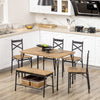 Industrial Dining Table Set for 6 People, 6 Piece Kitchen Table and Chairs Set, Dinner Table with Bench, Storage Shelf, Rustic Brown
