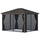 10' x12' Hardtop Gazebo with Aluminum Frame, Permanent Metal Roof Gazebo Canopy with 2 Hooks, Curtains and Netting for Garden, Dark Grey