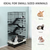 32"L 6-Level Small Animal Cage Rabbit Hutch with Universal Lockable Wheels, Slide-out Tray for Bunny, Chinchillas, Ferret, Black
