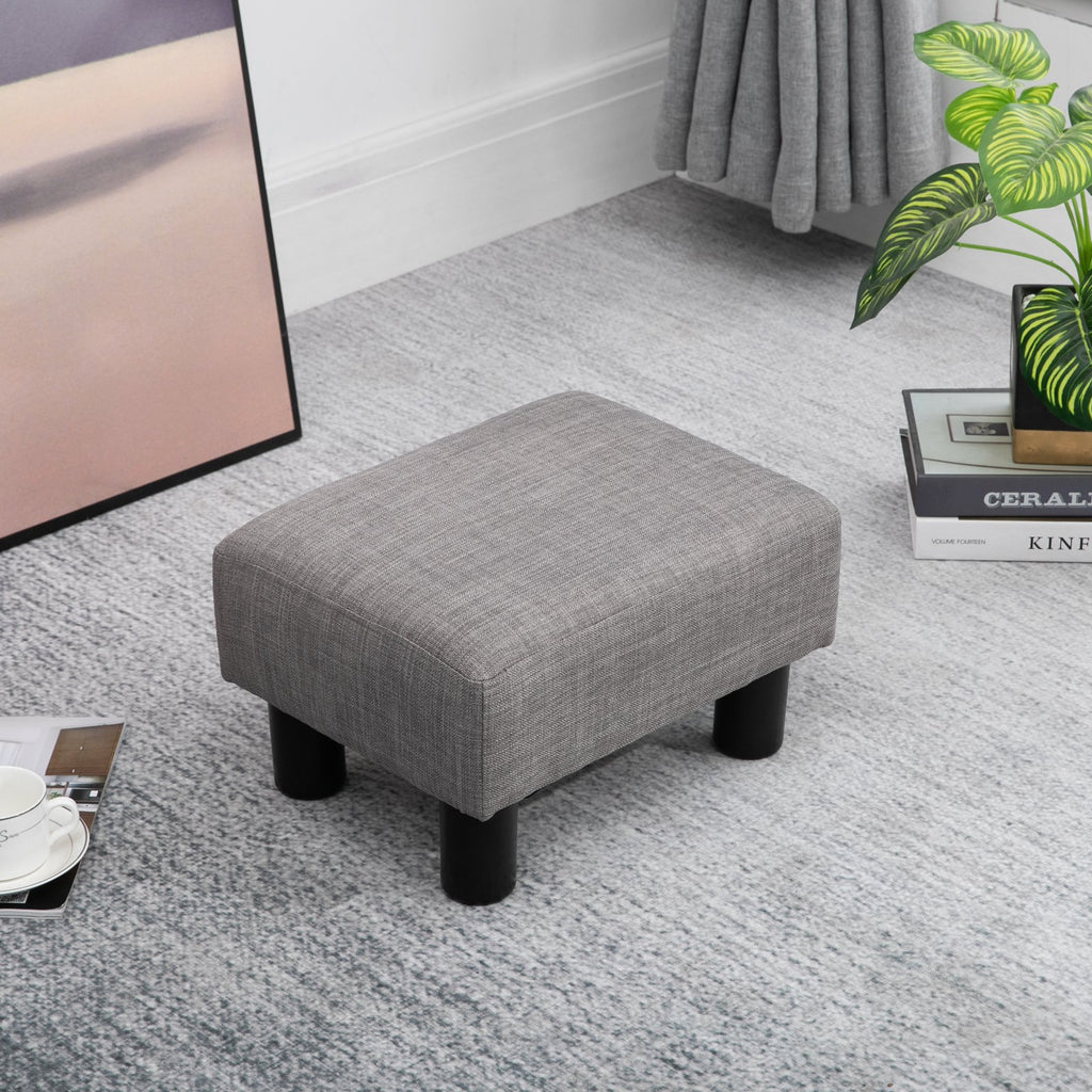 16" Cube Modern Linen Fabric Pouf Footrest Ottoman - Grey