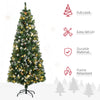 6' Decorated Christmas Trees, Skinny Prelit Artificial Christmas Tree with Snow-dipped Branches, Auto Open, Pinecones