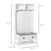 Coat Rack Stand Shoe Storage Bench Hall Tree Organizer with Hooks Shelves Drawers Padded Seat Cushion for Entryway Hallway, Foyer White