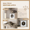 50" Small Cat Tower with Litter Box Enclosure, Modern Cat Tree with Scratching Post, Cute Cat Litter Box Furniture Hidden, Kitty Litter Box