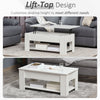 39" Lift Top Coffee Table with Hidden Storage Compartment and Open Shelf, Pop Up Coffee Table for Living Room, White