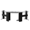 L Shaped Corner Desk 69" X 69" Modern Symmetrical Smoked Glass Top Steel Metal L-Shaped Corner Assembled Computer Desk