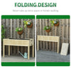 Wood Rectangular Garden Planter Folding Design, Outdoor Workstation with Drainage Hole, 45.25'' x 22'' x 30''