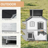Wooden 2-Story Outdoor Cat House, Feral Cat Shelter Kitten Condo with Escape Door, Openable Asphalt Roof and 4 Platforms, White